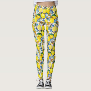 Traditionelles Mittelmeer-Muster mit Zitronen Leggings