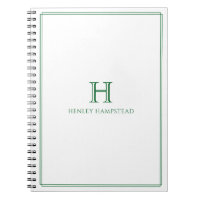 Traditionelles Monogramm & Name Waldgrüne Umrandun