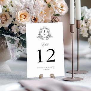 Traditionelles Monogrammwappen Florales Elegantes Tischnummer