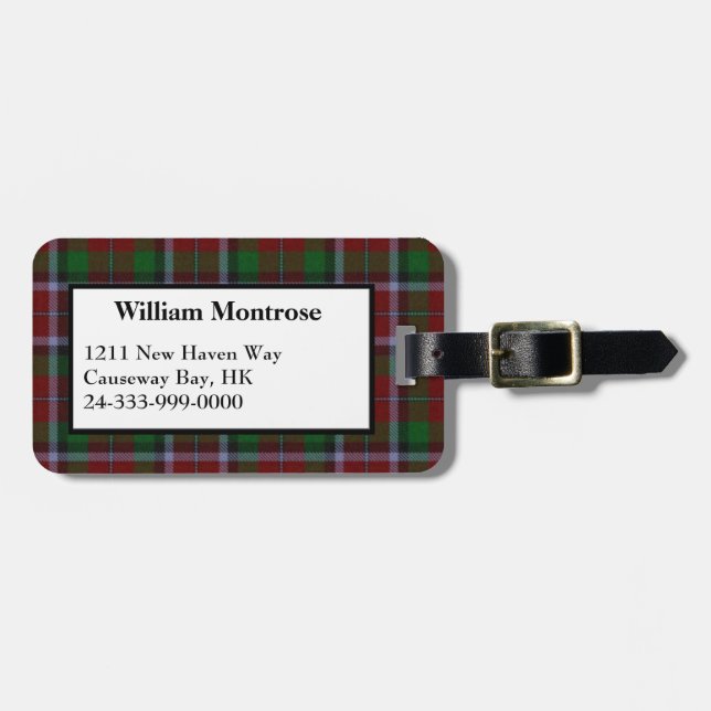 Traditionelles Montrose Tartan Kariertes Gepäckstü Gepäckanhänger (Vorderseite horizontal)