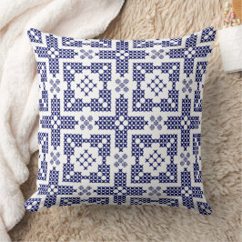 Traditionelles Motiv für Navy Blue & White Cross S Kissen
