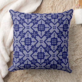 Traditionelles Motiv für Navy Blue & White Cross S Kissen