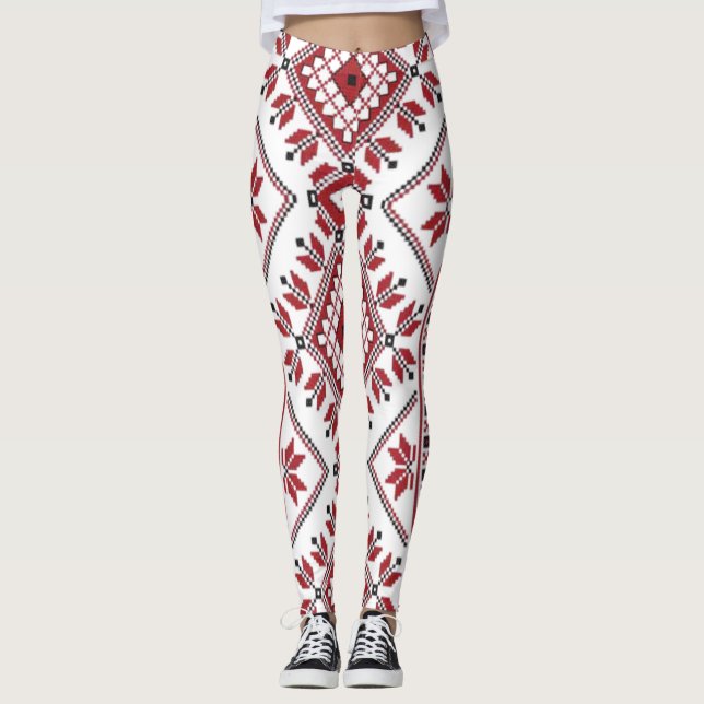 Traditionelles Motiv, traditionelles rumänisches M Leggings (Vorderseite)