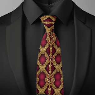 Traditionelles Muster Gold und Ruby Necktie Krawatte