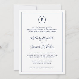 Traditionelles Navy Blue Elegant in einer Hochzeit Einladung