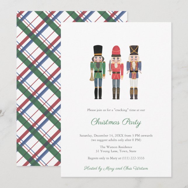 Traditionelles Nutcracker Familienweihnachtsfest P Einladung (Vorne/Hinten)