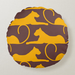 Traditionelles Ornament. Goldener Patter Rundes Kissen
