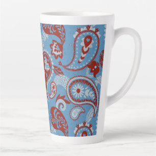 Traditionelles Paisley Linocut Red White Blue Milchtasse
