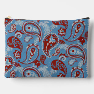 Traditionelles Paisley Linocut Red White Blue Zubehörtasche