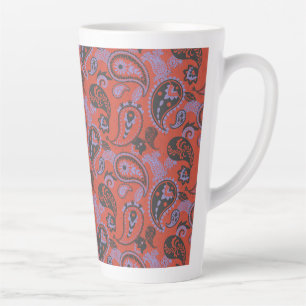 Traditionelles Paisley Linocut Vivid Orange Lila Milchtasse
