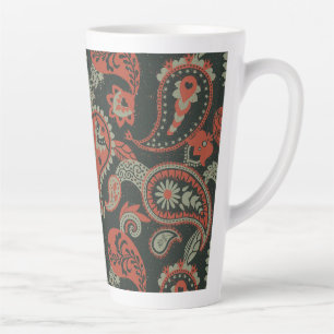Traditionelles Paisley Linocut Warm Orange Mint Gr Milchtasse