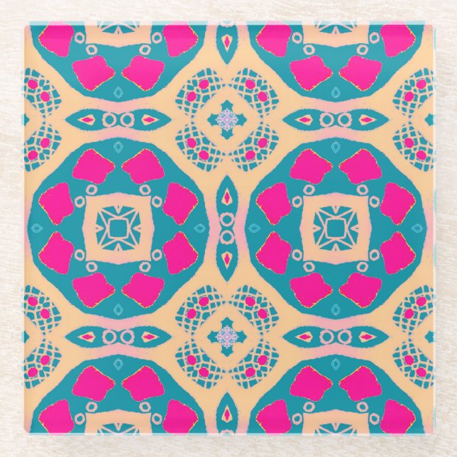 Traditionelles, peruanisches Patchwork, Fliesenmus Glasuntersetzer (Vorderseite)