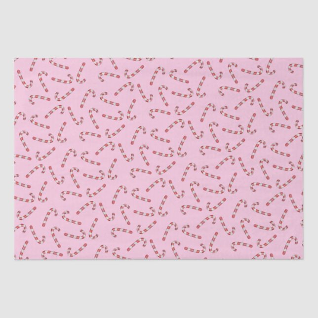 Traditionelles Pink Candy Cane Weihnachten Seidenpapier (Vorderseite)