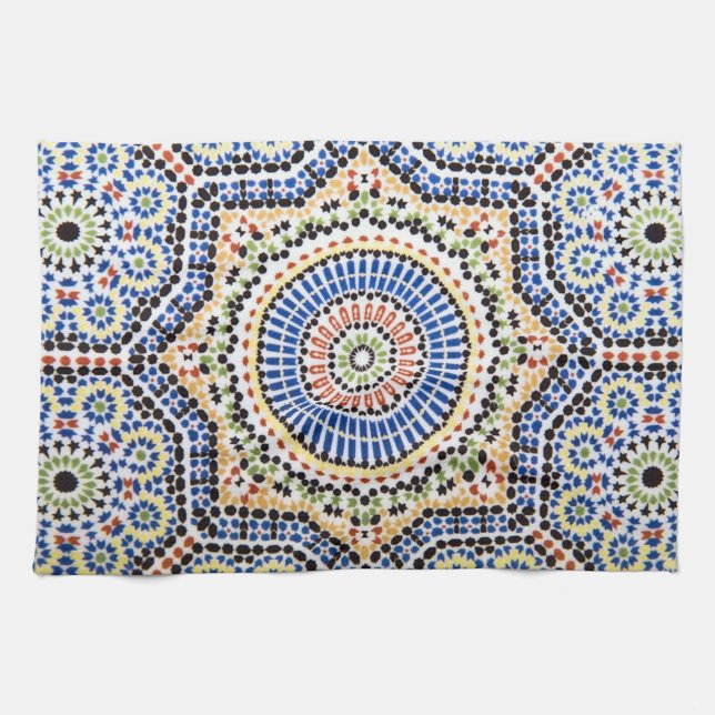 Traditionelles Portugiese Azulejo Fliesen-Muster Küchentuch (Horizontal)