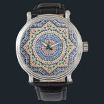 Traditionelles portugiesisches Azulejo Tile Muster Armbanduhr<br><div class="desc">Schönes und seltenes Azulejo Fliesenmuster in den Farben Blau,  Orange,  Maroon,  Bronze,  Mint und Gelb. Spanische und portugiesische Accent Men and Women's Watch.</div>