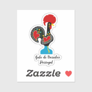 Traditionelles Raster von Barcelos in Schwarz Aufkleber