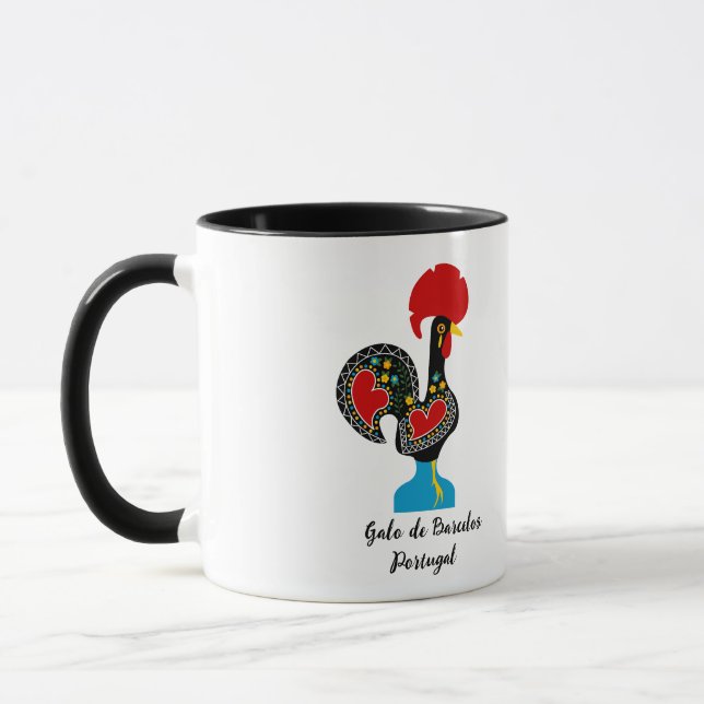 Traditionelles Raster von Barcelos in Schwarz Tasse (Links)