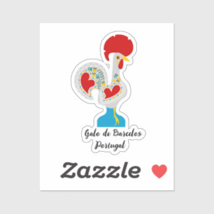 Traditionelles Raster von Barcelos in Weiß Aufkleber
