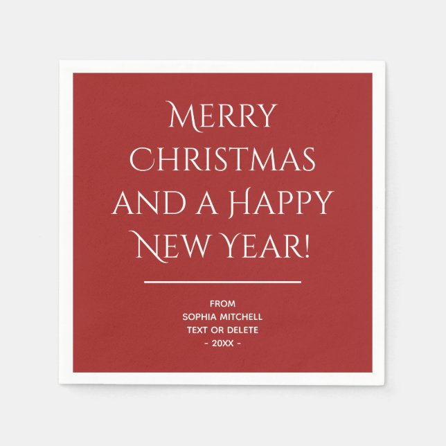Traditionelles Rot - Frohe Weihnachten Napkins Serviette (Vorderseite)