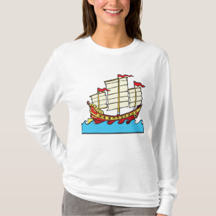 Traditionelles rotes chinesisches Dschunken-Schiff T-Shirt