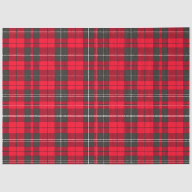Traditionelles rotes Kariertes Tartan Modern Colle Seidenpapier (Vorderseite)