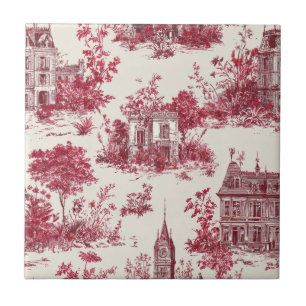 Traditionelles rotes Land-Toile-Muster Fliese