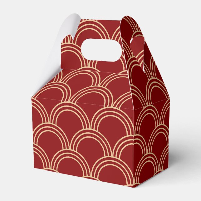 Traditionelles rotes und goldenes chinesisches Mus Geschenkschachtel (Vorderseite)
