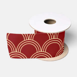 Traditionelles rotes und goldenes chinesisches Mus Satinband