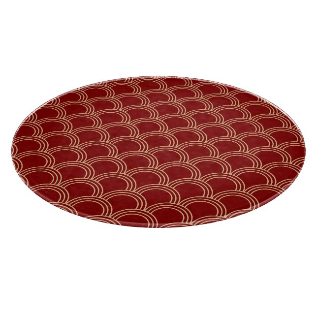 Traditionelles rotes und goldenes chinesisches Mus Schneidebrett (Ecke)