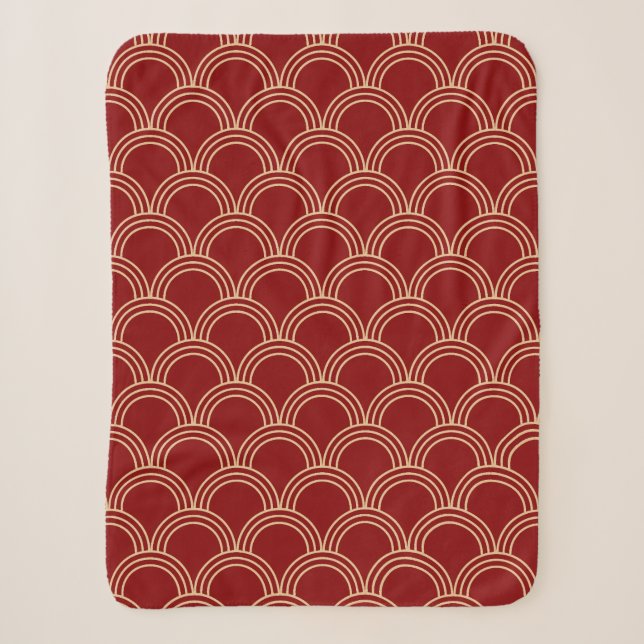 Traditionelles rotes und goldenes chinesisches Mus Sherpadecke (Vorderseite)