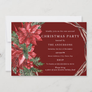 Traditionelles Rotes Weihnachtsfest Party Einladung