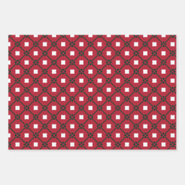Traditionelles rotes, weißes und grünes Muster und Geschenkpapier Set