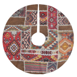 Traditionelles Rug Patchwork: Dekorative Teppichve Polyester Weihnachtsbaumdecke