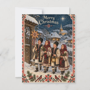 Traditionelles rumänisches Weihnachtslied Volkskun Feiertagskarte