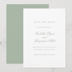 Traditionelles Sagen Grün Formelle Elegante Hochze Save The Date