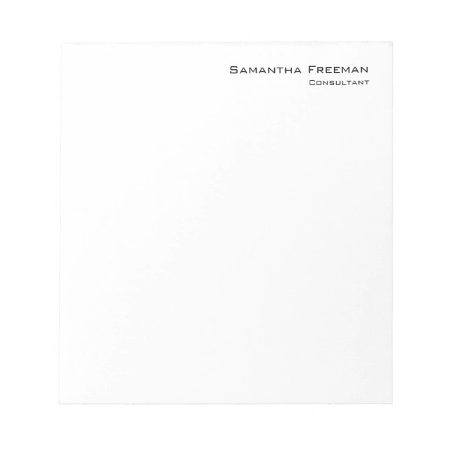 Traditionelles Schlichtes Weiß Minimalistisch Notizblock (Vorderseite)