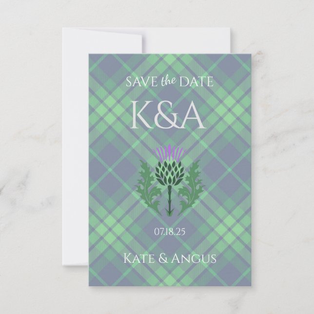 Traditionelles schottisches Tartan und Schottland  Save The Date (Vorderseite)