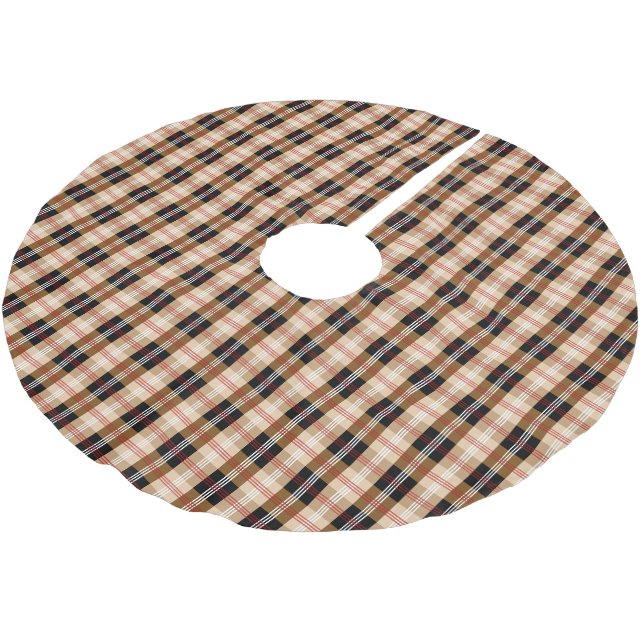 Traditionelles Schwarz und Bräunen kariert Polyester Weihnachtsbaumdecke (Schrägansicht)
