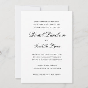 Traditionelles Schwarz-Weiß-Format Bridal Luncheon Einladung