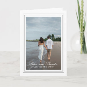 Traditionelles Schwarz-Weiß-Foto Zeitlose Hochzeit Dankeskarte