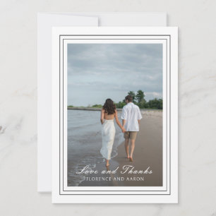 Traditionelles Schwarz-Weiß-Foto Zeitlose Hochzeit Dankeskarte