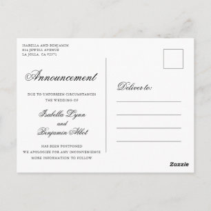 Traditionelles Schwarz-Weiß-Hochzeitspause Postkarte