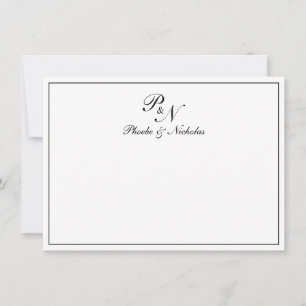 Traditionelles Schwarz-weißes Monogramm formales H Dankeskarte