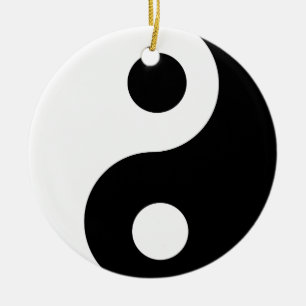 Traditionelles Schwarzweiss-Yin Yang Muster Keramikornament