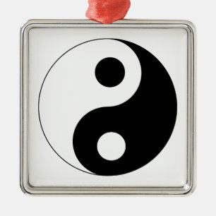 Traditionelles Schwarzweiss-Yin Yang Muster Silbernes Ornament