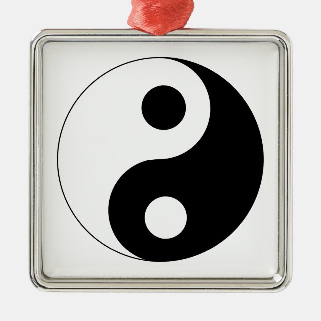 Traditionelles Schwarzweiss-Yin Yang Muster Silbernes Ornament (Vorne)