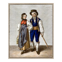 Traditionelles Schweizer Paar aus Oberhasli, Bern