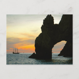 Traditionelles Segelboot bei Sonnenuntergang, Cabo Postkarte