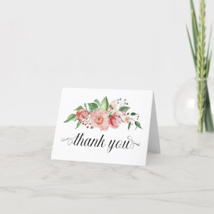 Traditionelles Skript Vielen Dank, Pink Rose Bouqu Dankeskarte