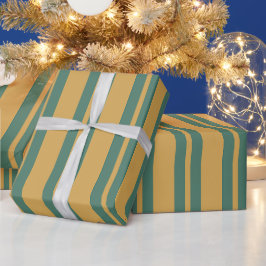 Traditionelles Streifenmuster Teal Grün und Senf Geschenkpapier